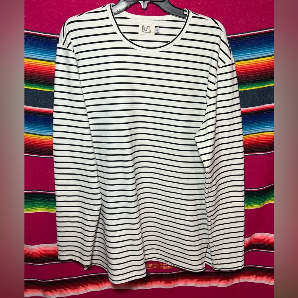 Richie Le Collection Medium Weight Striped Longsleeve Size Large White/Black